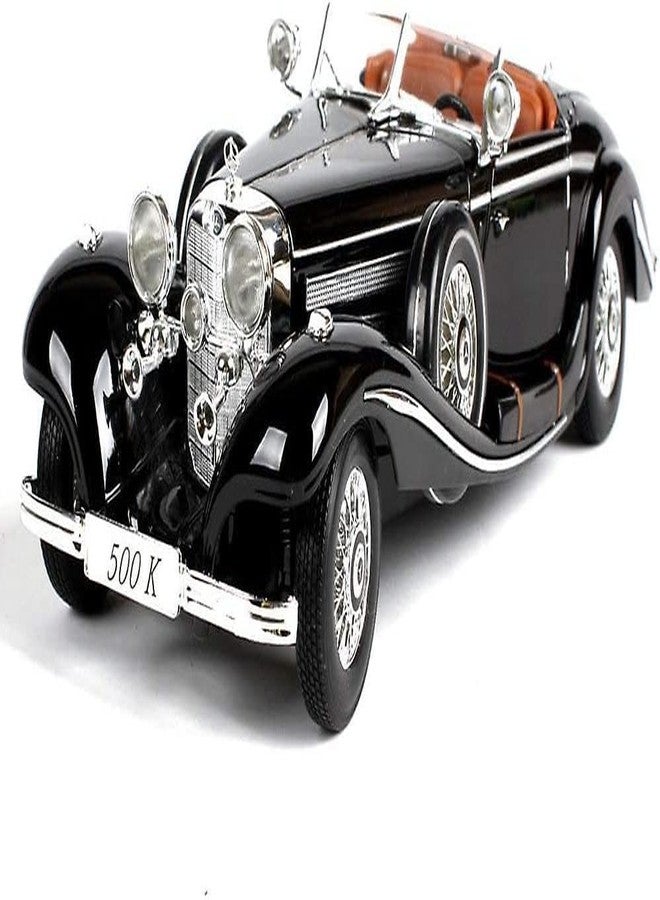 YIQELU 1:24 Scale Exclusive Alloy Metal Pull Back Die-cast Car Model with Sound Light Mini Auto Toy for Kids Metal Model Toy Car with Sound and Light (1.18-1936 Merrc-Bennz Classic -Black) - Image 2